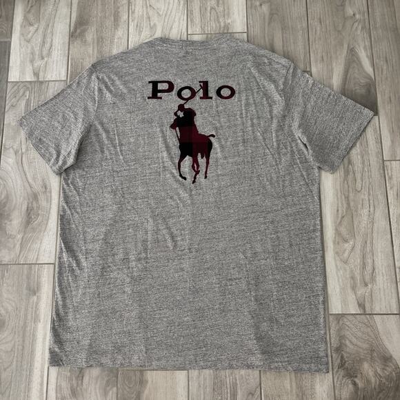 Polo Ralph Lauren Men's Sz 3XLT Buffalo Check Plaid Big Pony Gray T-Shirt NWT - Picture 1 of 6